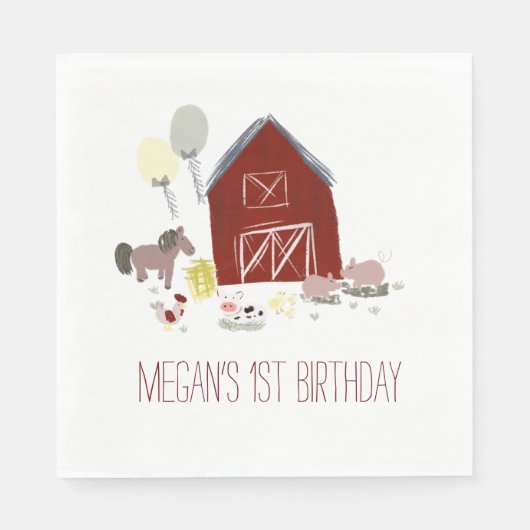 バーンファームパーティー誕生日 |赤ちゃんシャワー スタンダードランチョンナプキン (正面)