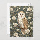 バーンフクロウとホワイトローゼウィリアムインスパイアモリス ポストカード (正面/裏面)