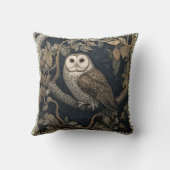 バーンフクロウインアナイトフォレストウィリアム・モリススタイル クッション (裏面)