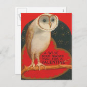 バーンフクロウハートツリースターズバレンタイン シーズンポストカード (正面/裏面)