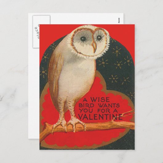 バーンフクロウハートツリースターズバレンタイン シーズンポストカード (正面/裏面)