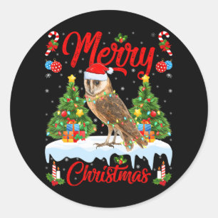 バーンフクロウバードライツクリスマスツリーサンタバーンフクロウ ラウンドシール