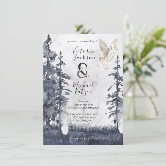 バーンフクロウ森林結婚式招待状 招待状 (スタンド正面)