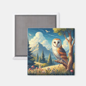 バーンフクロウ自然磁石 マグネット (正面/裏面)