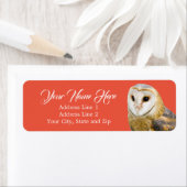 バーンフクロウ顔レッド差出人住所 ラベル (インサイチュ)