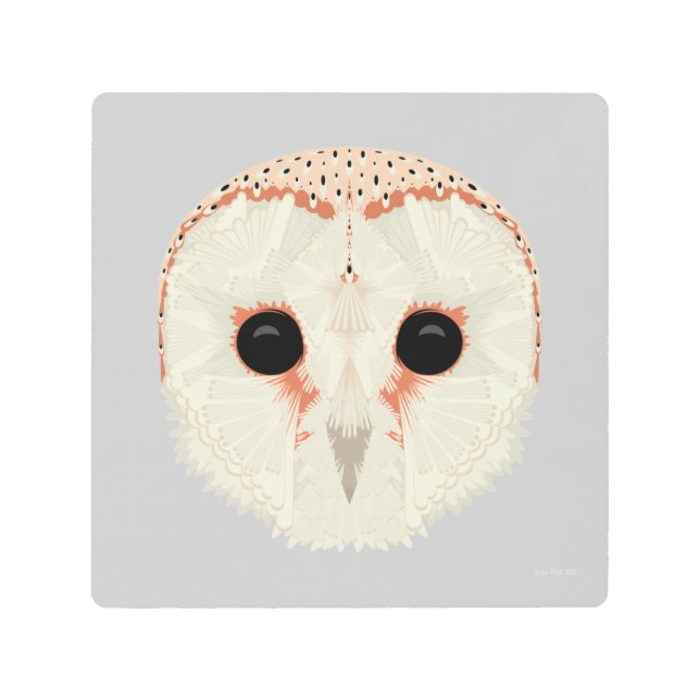 バーンフクロウ8x8メタルプリント メタルプリント (正面)