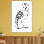 バーンフクロウ – スケッチインブラックペン キャンバスプリント (インサイチュ (リビング))