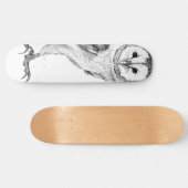 バーンフクロウ – スケッチインブラックペン スケートボード (横)