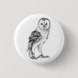 バーンフクロウ – スケッチインブラックペン 缶バッジ