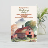 バーンフレンドリー素朴グサンクスギビングのディナー 招待状 (スタンド正面)