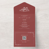 バーンフ素朴ァー結婚ムのミュートされた赤いQR オールインワン招待状 (内側)