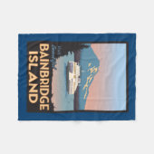 バーンブリッジアイランドレトロ風ポスターアート フリースブランケット (正面(横))