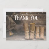 バーンブーツカウボーイ素朴ウェスタン結婚ズ サンキューカード (正面)