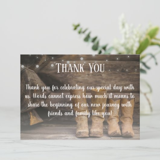 バーンブーツカウボーイ素朴ウェスタン結婚ズ サンキューカード (スタンド正面)