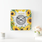 バーンホワ素朴イトウッドカントリーコテージひまわり スクエア壁時計 (ホーム)