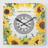バーンホワ素朴イトウッドカントリーコテージひまわり スクエア壁時計 (正面)