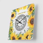 バーンホワ素朴イトウッドカントリーコテージひまわり スクエア壁時計 (傾斜)