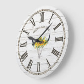 バーンホワ素朴イトウッドサンフラワーズスタッグサザンツ ラージ壁時計 (傾斜)