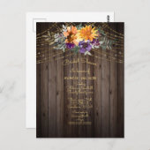 バーンボードストリングライツヒマワリブライダルシャワー ポストカード (正面/裏面)