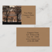 バーンボード上のウッドランドツリーシルエット 名刺 (正面/裏面)