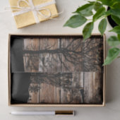 バーンボード上のウッドランドツリーシルエット 薄葉紙 (ギフト)