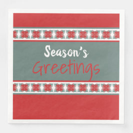 バーンレッドとターコイズホリデーグリーティングナプキンス
