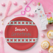 バーンレッドとティール（緑がかった色） ペーパープレート (パーティー)