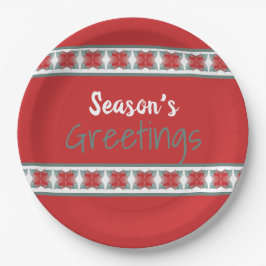 バーンレッドとティール（緑がかった色） ペーパープレート