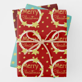 バーンレッドブルガンディアンドターコイズ ラッピングペーパーシート