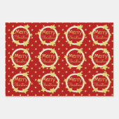 バーンレッドブルガンディアンドターコイズ ラッピングペーパーシート (正面)