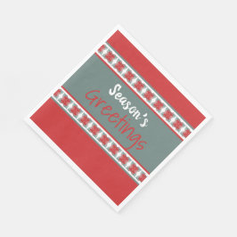 バーンレッドホリデーグリーティング紙ナプキンズティール（緑がかった色） スタンダードランチョンナプキン