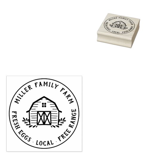 バーンロゴファミリーファームカスタムラウンドチキンエッグ ラバースタンプ (押印)