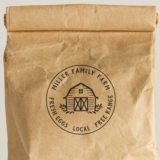 バーンロゴファミリーファームカスタムラウンドチキンエッグ ラバースタンプ