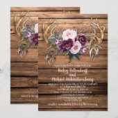 バーンワッド パープル プラム ピオニー アントラーズ ウェディング 招待状 (正面/裏面)