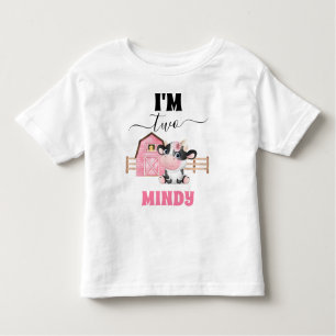 バーン牛プリント2歳誕生日Tシャツ トドラーTシャツ