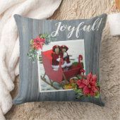 バーン素朴ボードとポインセチア~家族の写真 クッション (ブランケット)