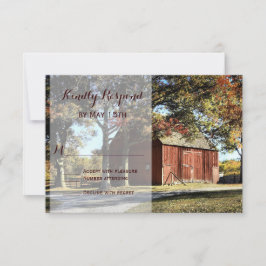 バーン素朴&ツリーズカントリーウエディングRSVPカード 出欠カード