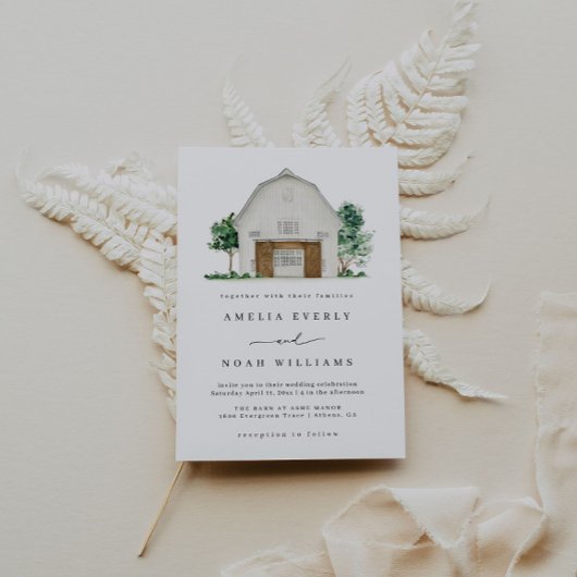 バーン結婚式招待状素朴ファームハ結婚ウス 招待状
