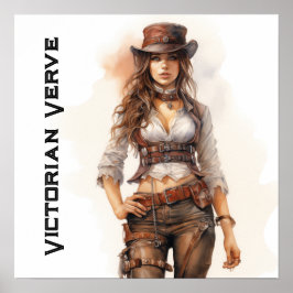 バーヴビクトリアンスティームパンク若い女性ヴィンテージ ポスター