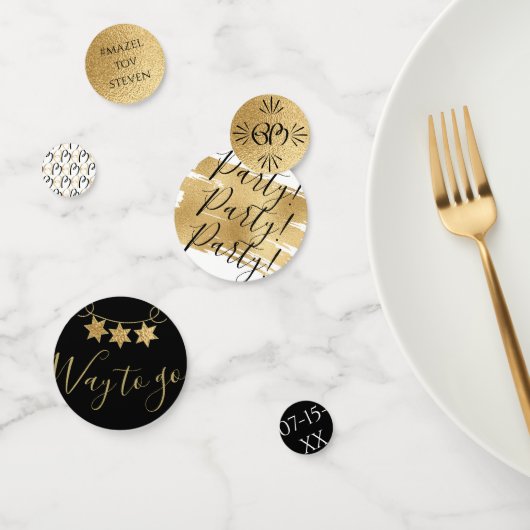 バー又はバルミツワー紙吹雪エレガント金ゴールド及びブラック コンフェッティ (グループ)