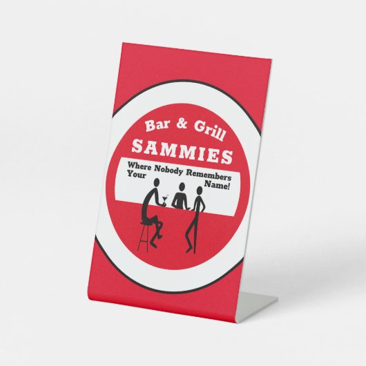 バー及びグリルレッドタイポグラフィバーデザイン 台座サイン (正面)