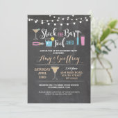 バー及び用具の小屋のカップルのシャワーに貯蔵して下さい 招待状 (スタンド正面)