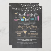 バー及び用具の小屋のカップルのシャワーに貯蔵して下さい 招待状 (正面/裏面)