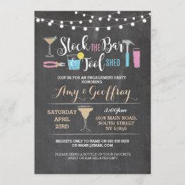 バー及び用具の小屋のカップルのシャワーに貯蔵して下さい 招待状