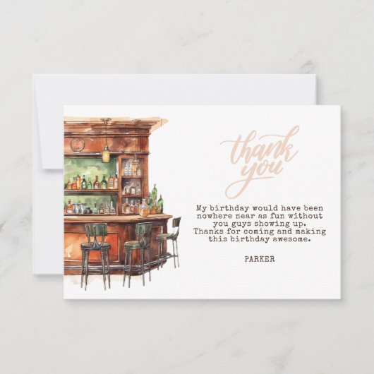 バー大人誕生日任意の年齢 サンキューカード (正面)