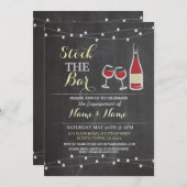 バー婚約カップルのワインチョークをストック 招待状 (正面/裏面)