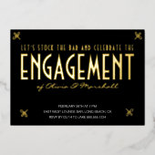 バー婚約パーティの入力金ゴールドを保管する 箔招待状 (正面)