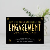 バー婚約パーティの入力金ゴールドを保管する 箔招待状 (立ち正面)