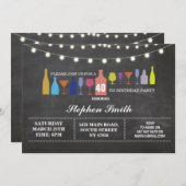 バー応援バースデーパーティーカクテルチョーク招待状 招待状 (正面/裏面)