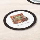 バー成人誕生日任意の年齢パーソナライズされた ラウンドペーパーコースター (アングル)